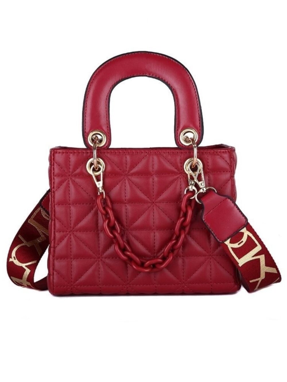 Quilted Faux Leather Crossbody in Red